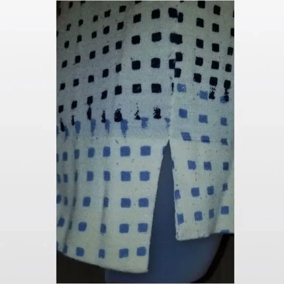 A/X Armani Exchange Sweater Womens Small Petite Cream Blue Long Sleeve - Picture 3 of 5